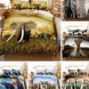 3D Elephant Bedding Set Queen Full Duvet Cover Sets Design Elephant Bedspread Black Wildlife Soft 2/3pcs Microfiber Quilt Cover