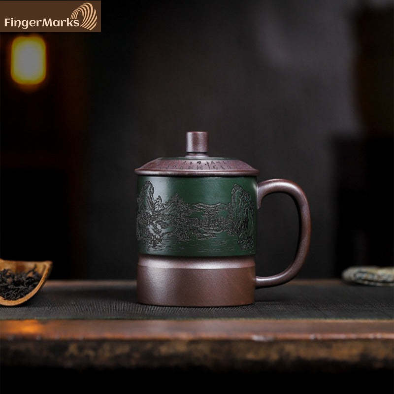 380ml |Master Handmade Yixing Zisha Tea Mug | Jiangshan Ru Hua - Jinsha Zi Ni