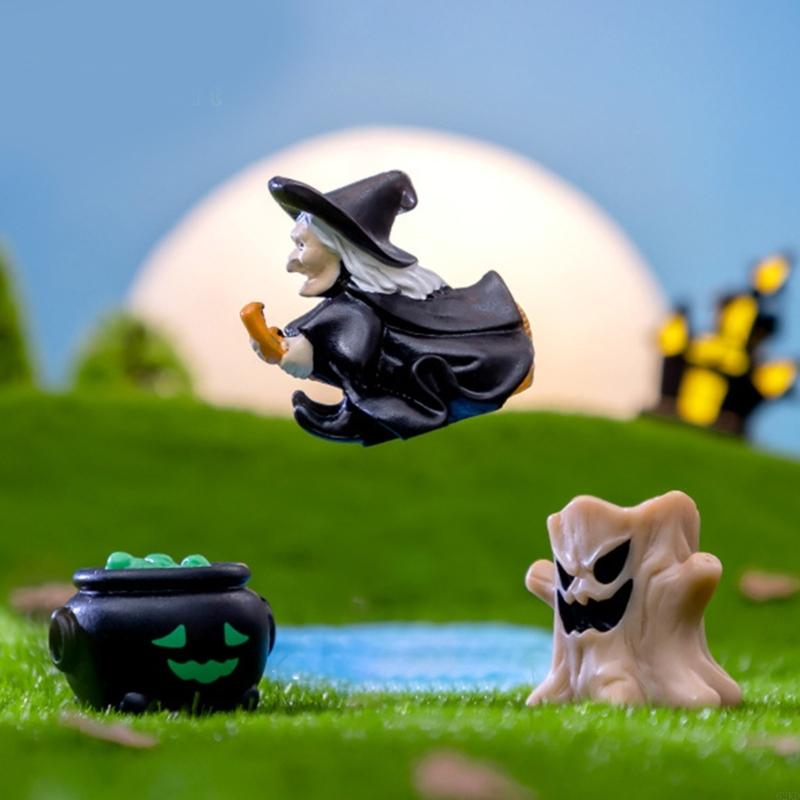 62KD Halloween Miniature Decors Set of 10 for Party and Miniature Garden Landscape
