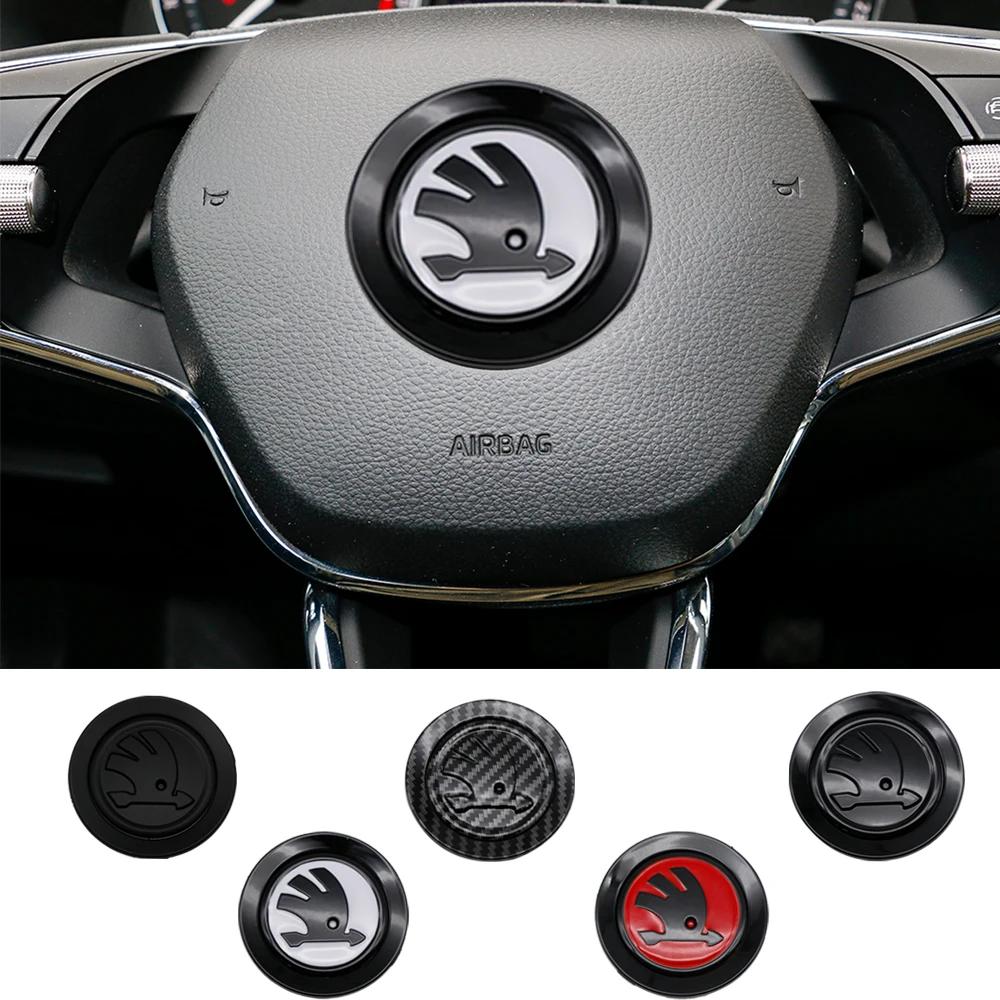 Car Steering Wheel Badge Emblem Sticker Auto Interior Accessories For Skoda Yeti Kodiaq Octavia Karoq Kamiq Fabia Rapid Superb