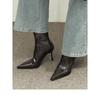 Pointed Thin Heel Temperament Soft Leather Thin Boots Women'S Rear Zipper High Heel Versatile European And American Popular Short Boots