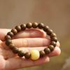 Exquisite Carved Agarwood & Imitation Beeswax Ethnic Buddhist Prayer Beads Bracelet for Women