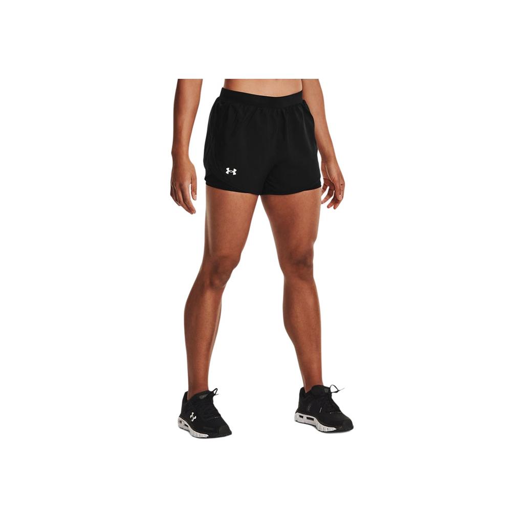 Under Armour Solid Color Logo 2 In 1 Sports Casual Shorts Women Shorts Black 1356200-001