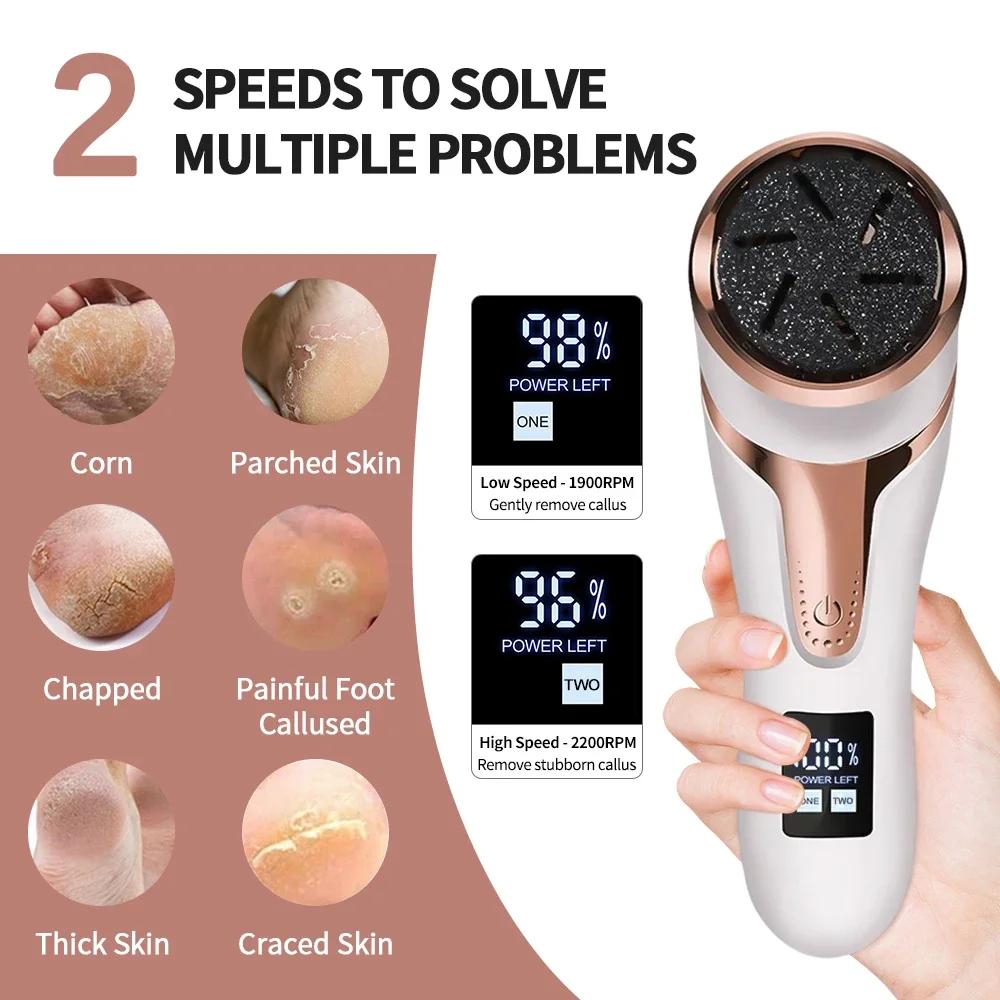 Electric Foot Grinder Heel Dead Skin Trimmer Cordless Foot File with Sandpaper Callus Remover Foot Care Scrubs Pedicure Tool