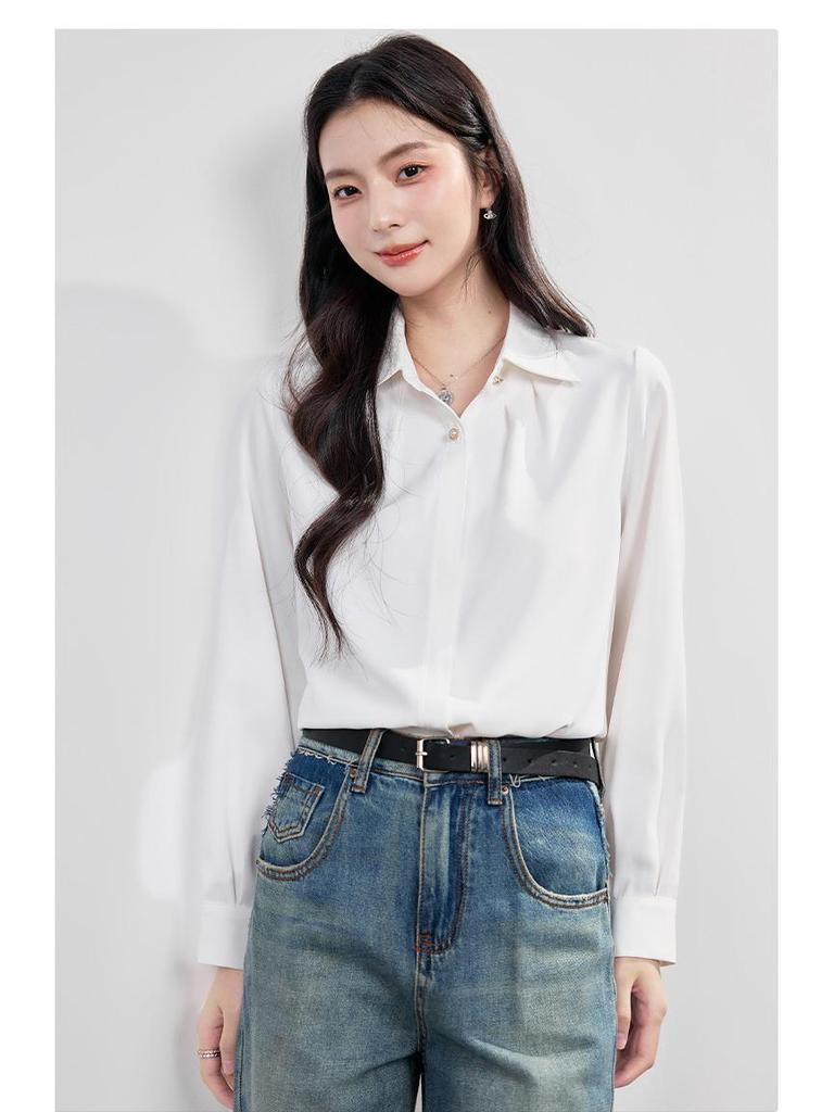 Women's French High-End White Shirt - 2026 Spring/Autumn Professional Formal Wear