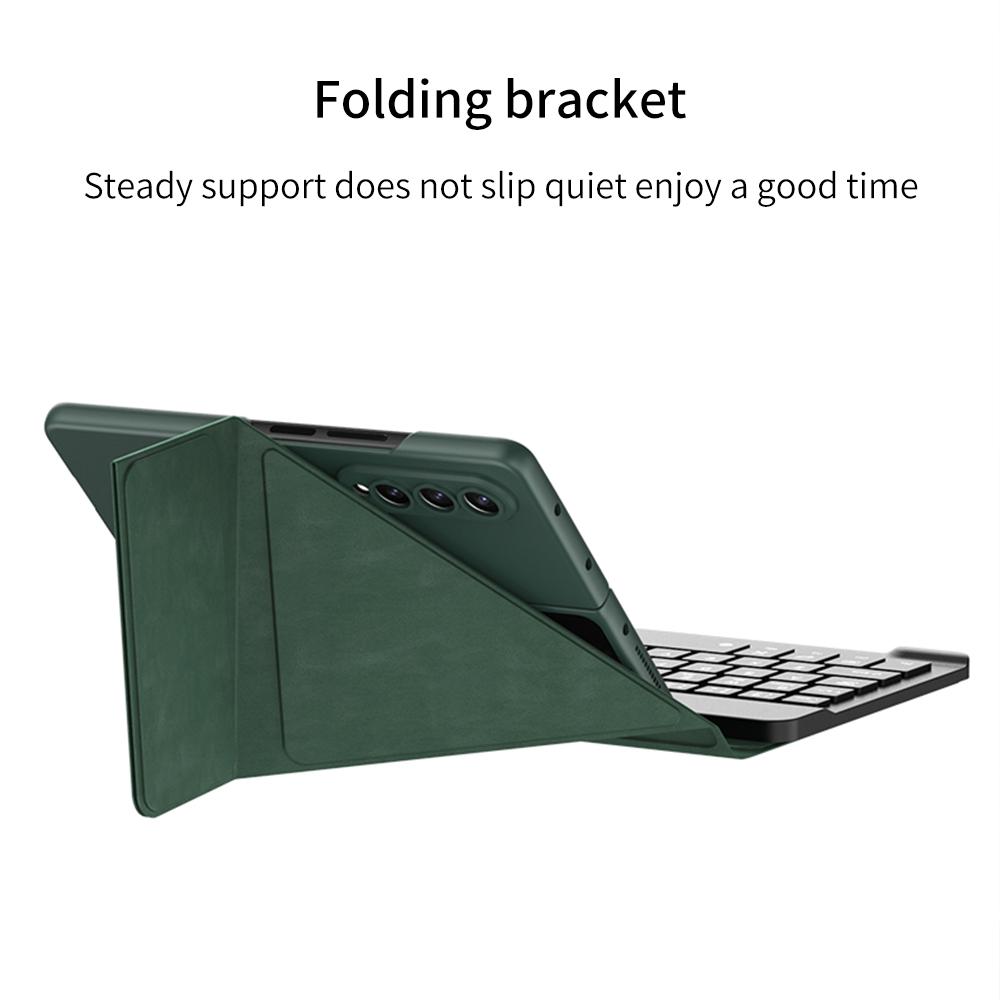 For Samsung Galaxy Z Fold 4 3 Magnetic Wirless Keyboard With Folding Leather Flip Stand S Pen Slot Holder Hard Cover (No S Pen )