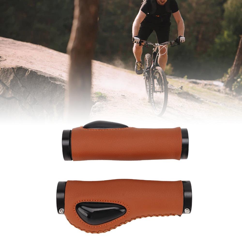 1 Pair Ergonomic Palm Support Leather Bike Grips Leather Bike Handlebar Grips  Mountain Bike Riding