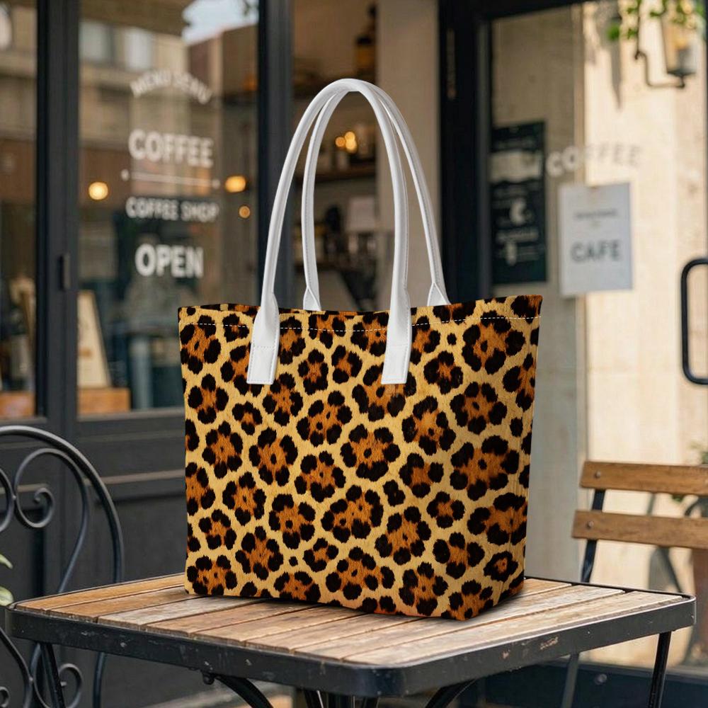 Leopard Print Tote Bag Stylish Casual Shoulder Bag for Daily Use