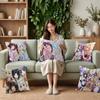Anime Girl Cat Ear Maid Kawaii Pillow Case For Home Bedroom Car Office Decoration Living Room Sofa Cushion Cover Suitable