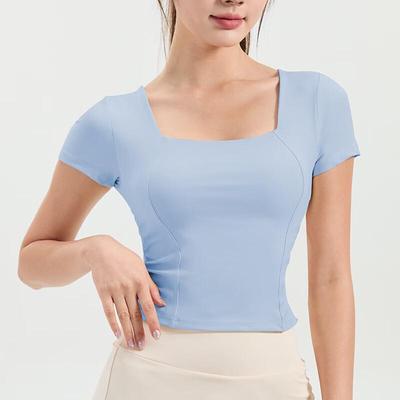 OEING Women's Slim-Fit Integrated Bra Sports T-Shirt