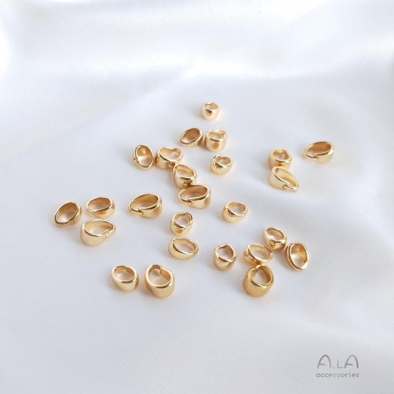 14k Gold-Plated Copper Melon Seed Buckle Jewelry Accessories - Alloy Open Pendant/Necklace Beads