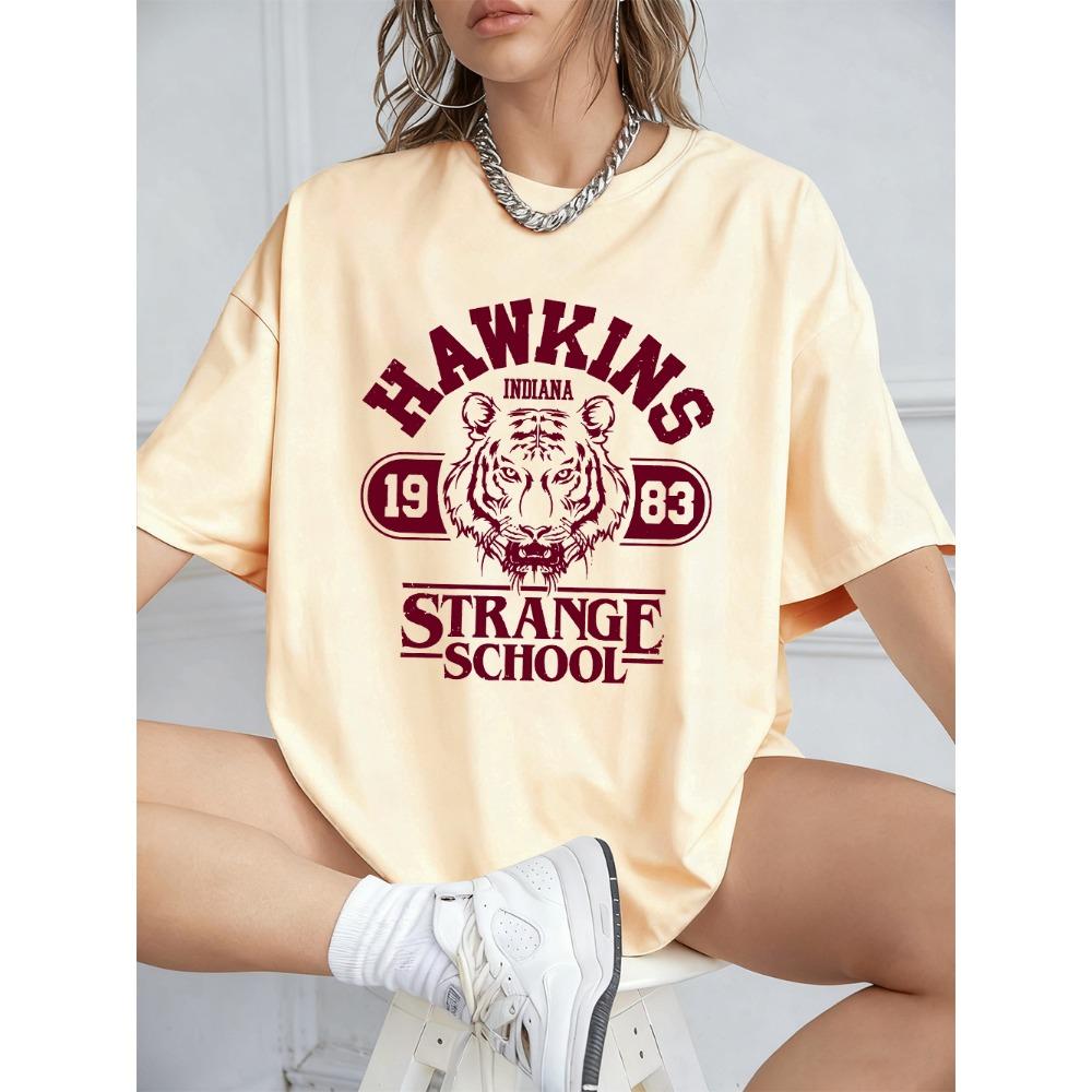 Printed Cotton T-shirt for Women's Summer Short Sleeved Top, Round Neck Oversized T-shirt for Casual Women's Wear, Versatile and Trendy Style