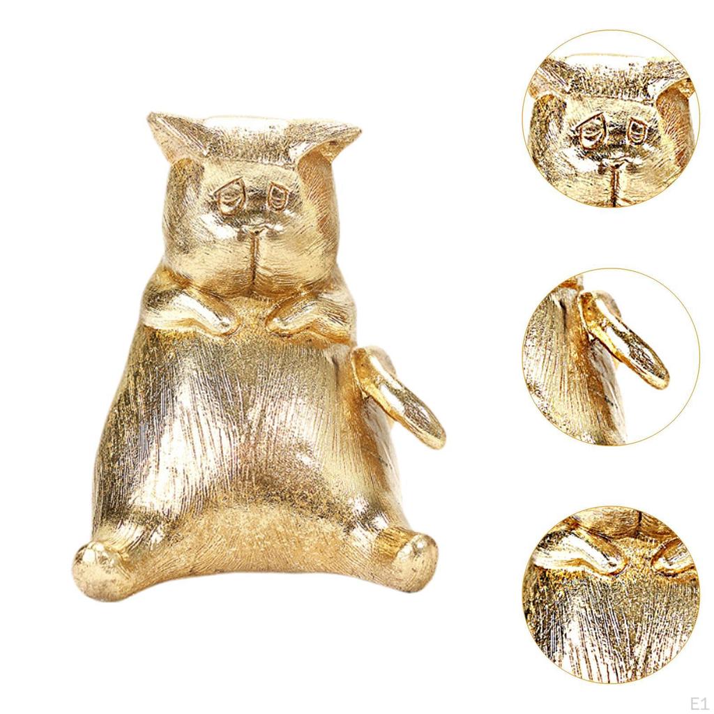 Cat Statue Animal Figurine Decor Holiday Decoration Resin Sculpture Desktop Ornament for Indoor