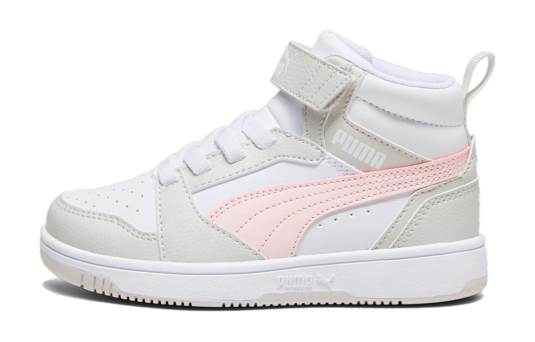 PUMA Rebound V6 Mid top Kids Skateboarding Shoes Gray Pink Kids 393832-04 30