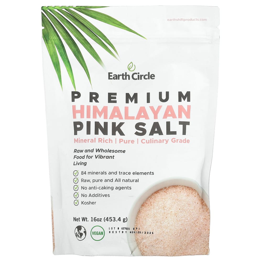 Earth Circle Organics Himalayan Fine Grain Salt Crystals 454g (16oz)