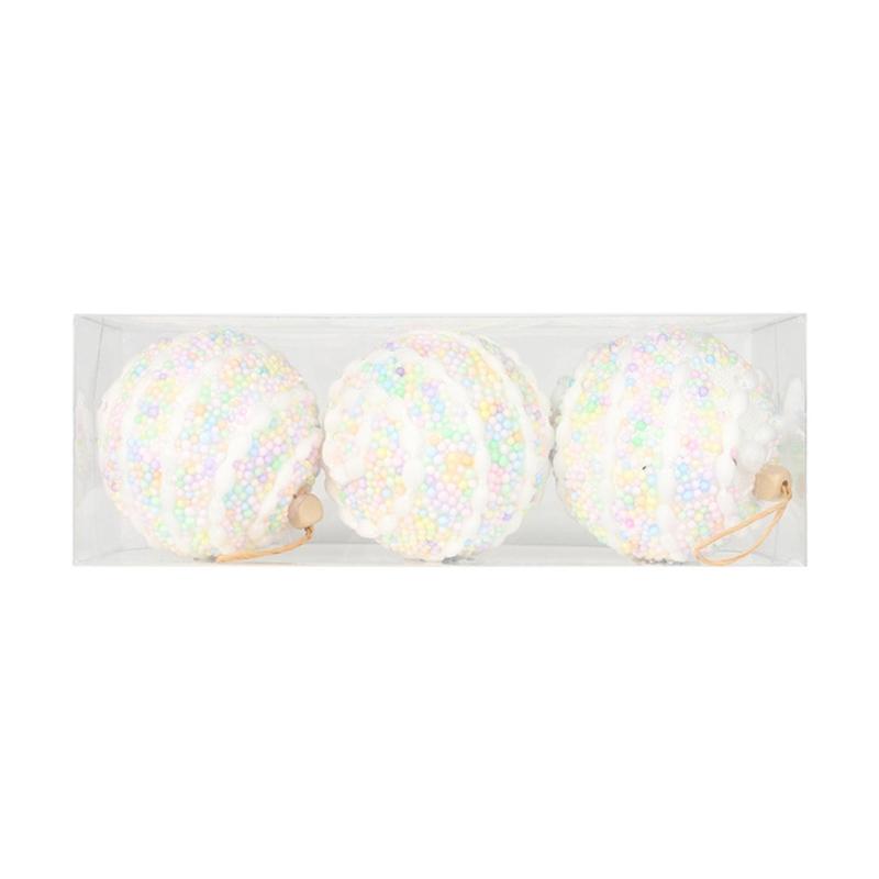 Packung mit 3 weichen Schaumstoffkugeln in Macaron-Farben, Schaumstoff-Weihnachtsbaumschmuck, tragbar und langlebig für Festival-Heimdekorationen