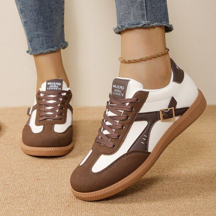 

Large size cross-strap flat bottom round head casual shoes autumn new soft sole comfortable women s single shoes 41 темно-коричневого