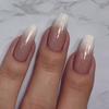 24Pcs False Nails White Glitter Gradient Press On Nails Fake Nails Wearable Full Cover Nails Tips Acrylic Nail Tips Fake Nail