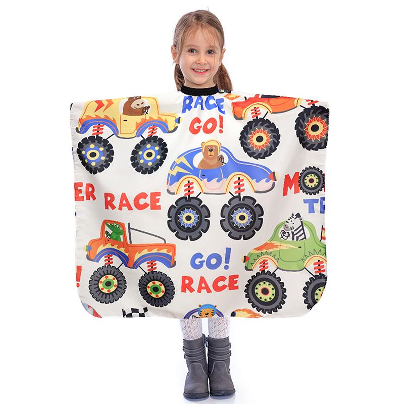 Kids Cartoon Car Haircut Hairdresser Cape Professional Hair-Cut Salon Barber Wrap Cutting Gown Hair Care Styling Supplies