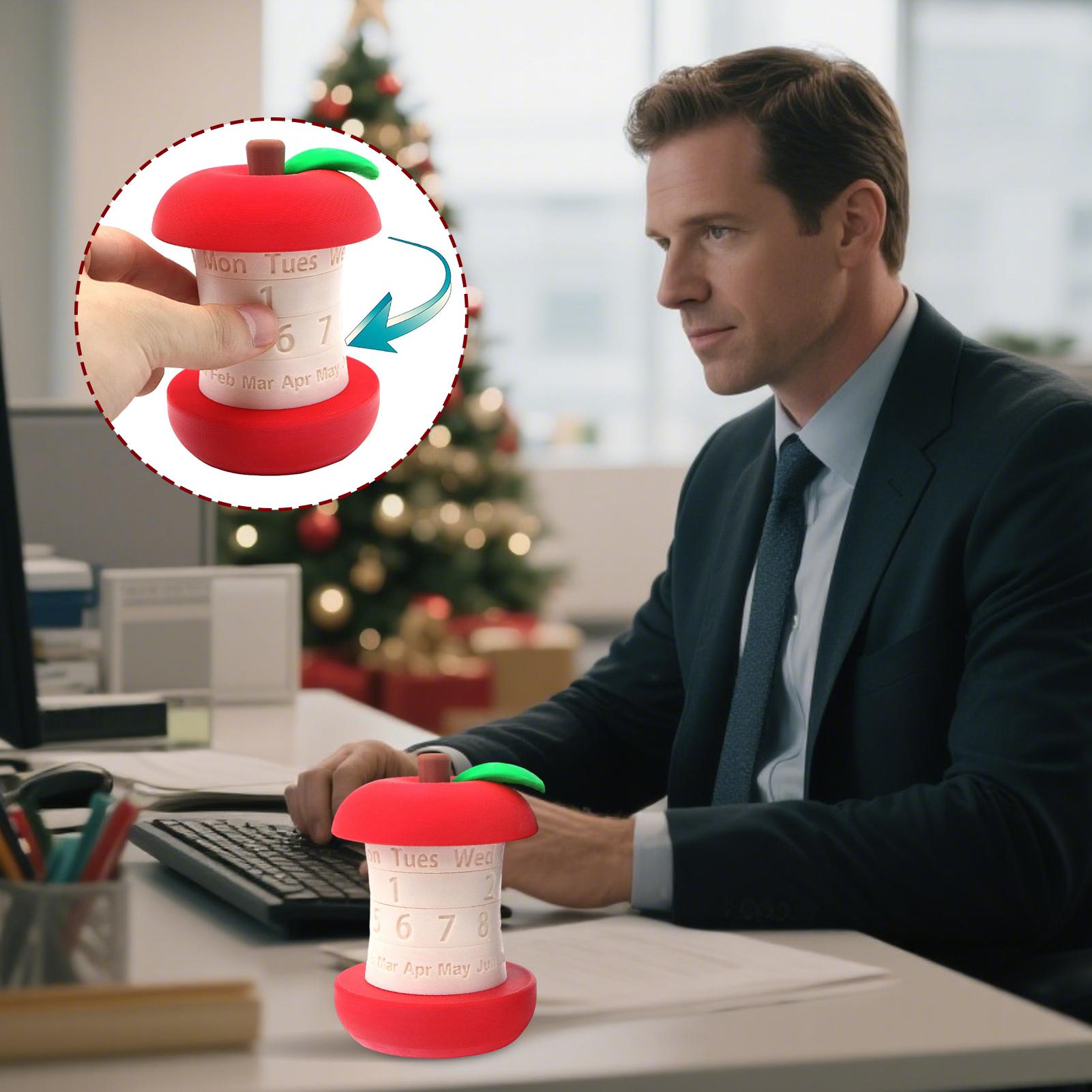 Perpetual Calendar 3D Printed Rotating Apples Calendar Creative Perpetual Calendar Desktop Decorative Ornaments Christmas Gifts CN