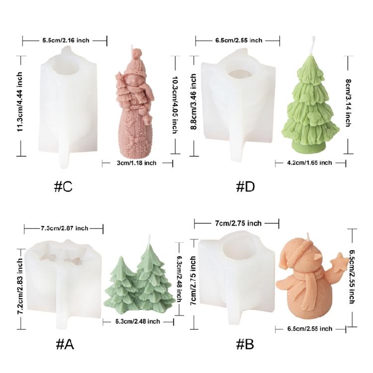 Weihnachtsfeier Silikon-Kerzenformen Multifunktionale Verwendung Geeignet für Heimwerken und Geschenke Ton Heimdekorationen