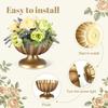 2pcs Distressed Golden Compote Pedestal Vases Antique Metal Large Golden Compote Bowl Vase for Centerpieces with Waterproof Liner