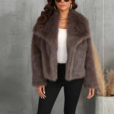 Women's Fashion Comfortable Large Lapel Faux Coat Short Coat Plush Women's Clothing