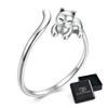 Silver Adjustable Ring, Charming Cat with a Long Tail, Silver 925