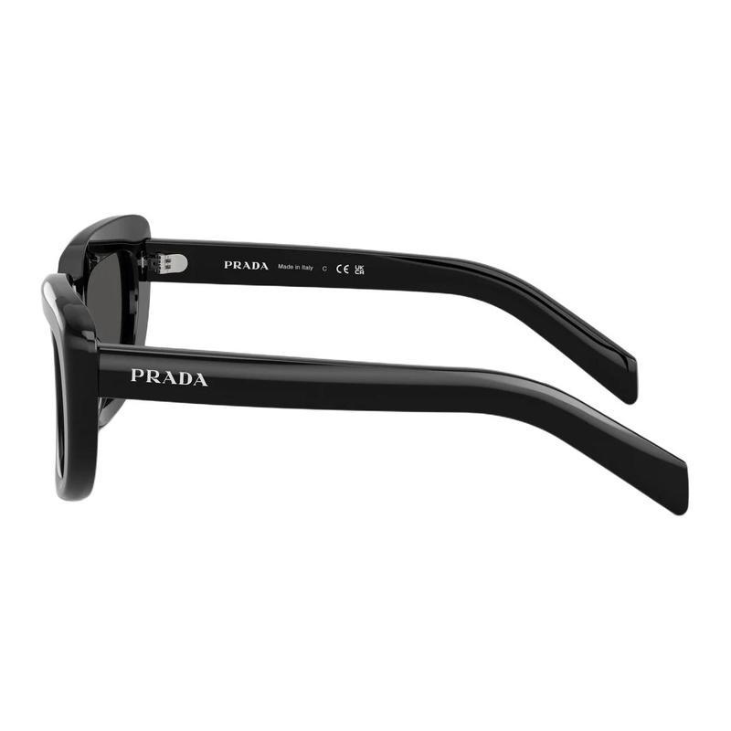 Prada Solid Brand Logo Acetate Square Sunglasses Women's Black