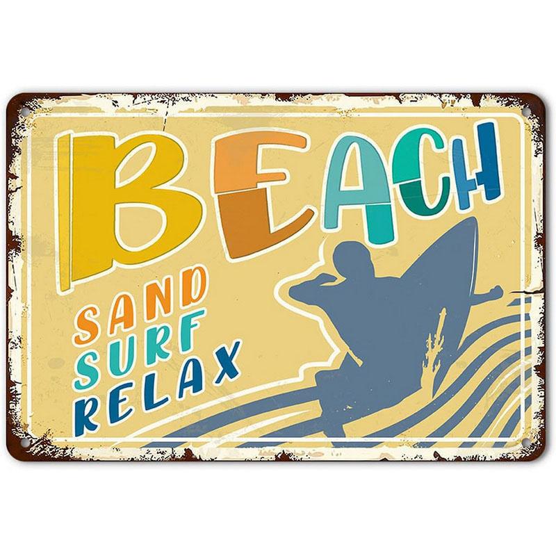Plaques Metal Tin Sign Beach Holiday Surfing Wall Signs Art Decoration Vintage Tinplate Poster Bar Garage Garden Decor Plates