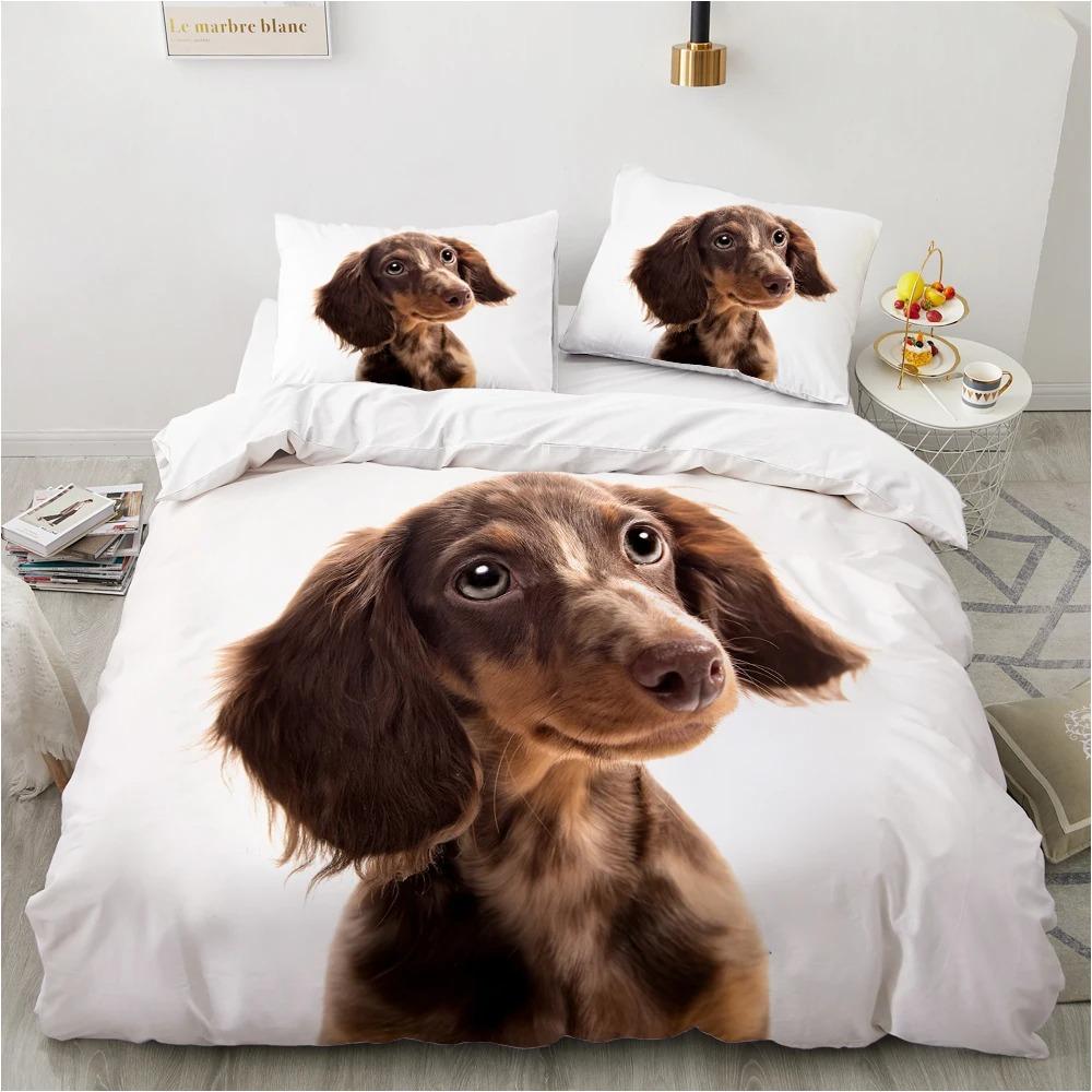 Dog Duvet Cover Set Double Queen King Size Bedding Set Black and White Border Shepherd Soft Comfortable 23pcs Twin Quilt Cover