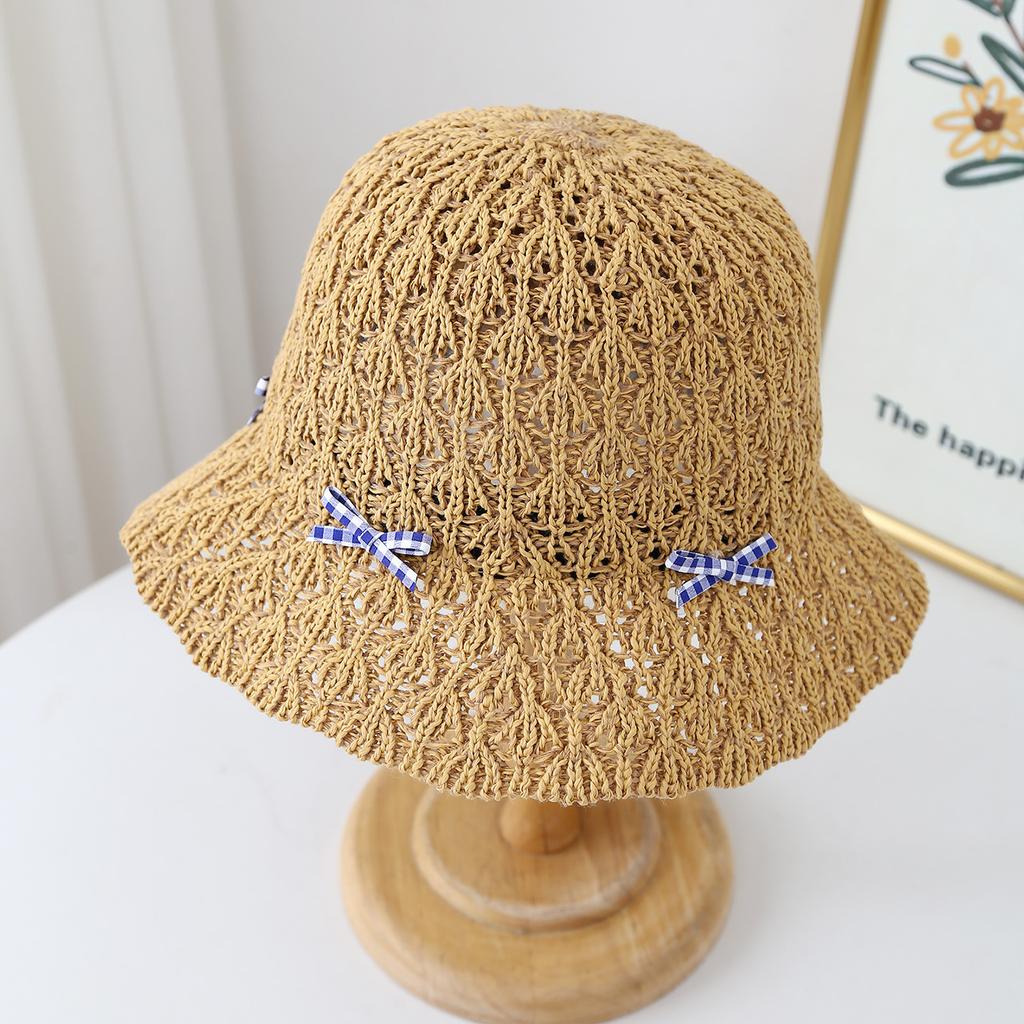 South Korea's New Hollow Bow Female Sweet and Cute Spring and Summer Outdoor Outing Seaside Fisherman Hat Breathable Flowers
