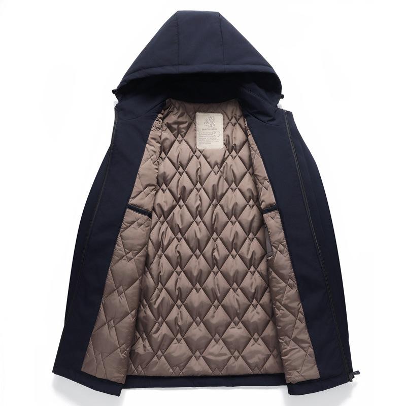 Autumn and Winter Middle-aged Business Removable Hat Wool Padded Cotton Light Casual Padded Clothes Dad Men's Padded Jacket