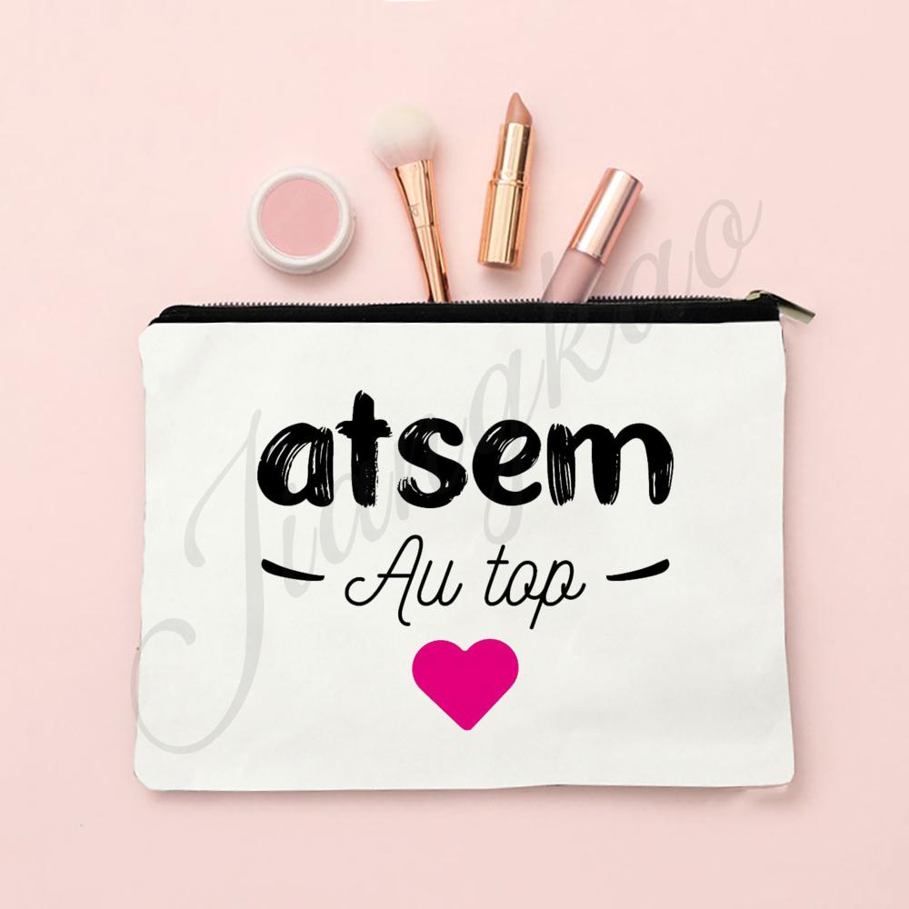 Super Teacher Atsem Print Makeup Bag Travel Neceser Toiletries Storage Pouch School Pencil Bags Graduate Thanks Gift for Teacher