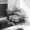 Tableware Stand Dish Drying Rack Large Capacity Double-Layer Design Anti-Rust Coating