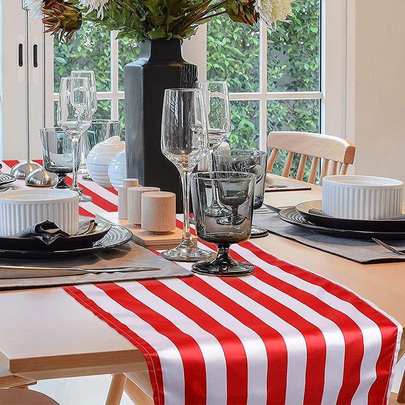 Tischläufer schwarz weiß gestreift Dinner-Party Geburtstagsparty Hochzeit Frühling Dekor