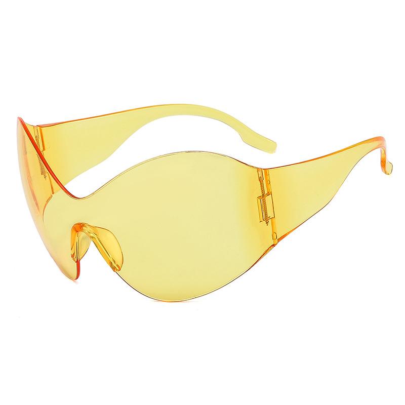 Oversized Rimless Sunglasses for Women One Piece Fashion Brand Cyberpunk Mask Butterfly Sun Glasses Lady Retro 2000's Big Goggle