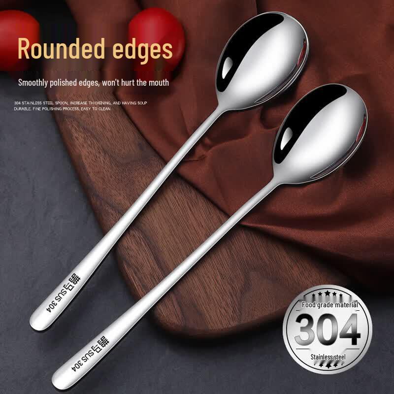 QW Korean Style 304 Stainless Steel Long Handle Spoon