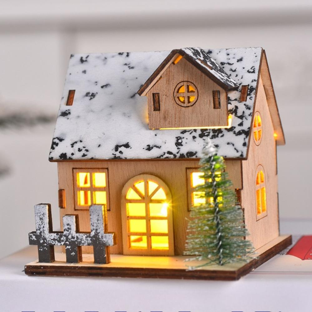 Glowing Christmas Cabin House With Led Lights Christmas Story Village Houses Festival Ornament Christmas Atmospheres Decor Props
