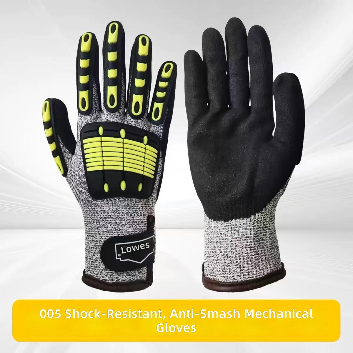 Mechanic Work Safety Gloves Impact Protection Anti-vibration TPR Knuckle Guard Cut Resistant Durable Anti-slip Palm (Gray,M) серый