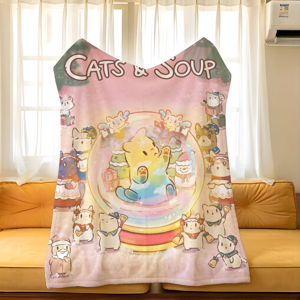 Game C-Cats S-Soup Throw Flannel Cozy Print Blanket, Portable, Durable Machine Washable Cute Cool