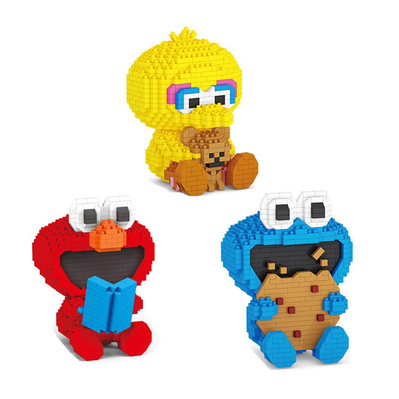 618+ vnt. Mini statybinės kaladėlės Mikro deimantiniai blokeliai Elmo, Sausainių monstras, Didysis paukštis figūrėlės 3D modelis Vaikams Dovanų žaislai