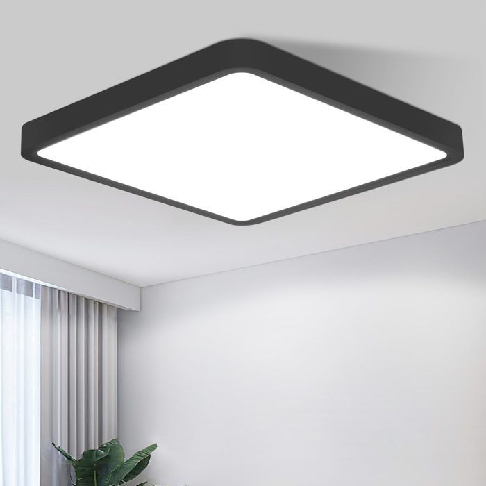 LED Ceiling Light - NETTLIFE - Square Panel 23 Cm - Black - 3000 K - 18 W