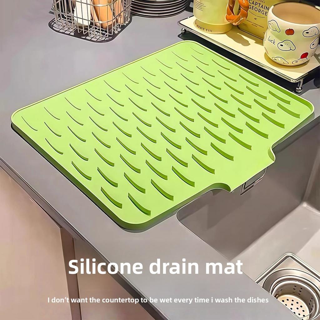 Sloped Silicone Drying Mat Thick Countertop Protector Heat Insulation Pot Holder Non Slip Cutting Board Grip for Kitchen