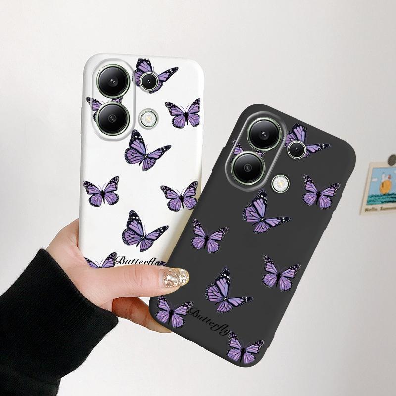 Butterfly Patterned Soft Silicone Case For Samsung A55 A35 M35 Xiaomi Redmi Note 13 Pro iPhone Huawei Honor Realme Camera Protective Shockproof Cover