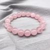 Pink Rose Powder Crystal Quartz Natural Stone Streche Bracelet Elastic Cord Pulserase Jewelry Beads Lovers Woman Gift