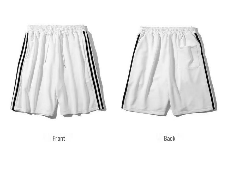 Herren Koreanische Gestreifte Lässige Sommer Kniebundhosen - Leicht, Locker Geschnitten, Basketball Sporthose