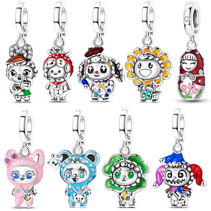 Original Copper Charms Bead China New Year Red Charms New Doll Pendant Open Clasp Fit Multi Style Original Bracelet