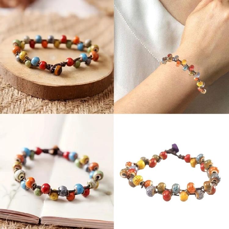 Elegantes mehrfarbiges Keramikperlenarmband Buntes Keramikperlenarmband Stilvolles Armband Ideal für kleinere Handgelenkgrößen