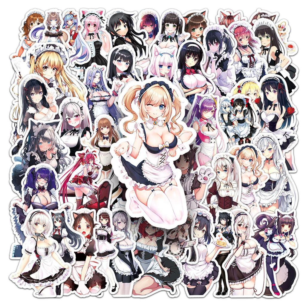 50 Sexy Anime Maid Stickers: Japanese Style Beauty Decorations for Computers